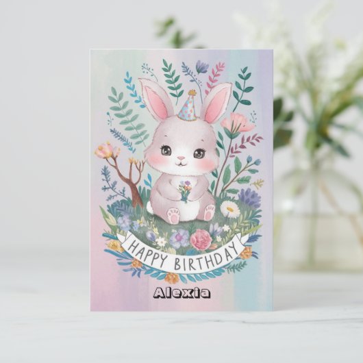 ラブリーバかわいらしニーデジタル誕生日 カード (スタンド正面)