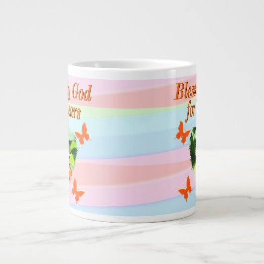 ラブリーバタフライ90th誕生日祈りの言葉MUG ジャンボコーヒーマグカップ (正面)