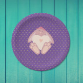 ラブリーバニーとハートパープルバースデーパーティー ペーパープレート