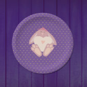 ラブリーバニーとハートパープルバースデーパーティー ペーパープレート