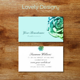 ラブリーバラオンプレーンティール（緑がかった色）ホワイトシンプル 名刺