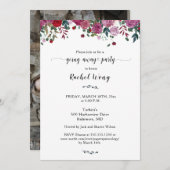 ラブリーバラフローラ移動遠くにパーティー写真 招待状 (正面/裏面)