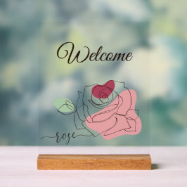 ラブリーバラミニマリストラインアート アクリルサイン