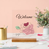 ラブリーバラミニマリストラインアート アクリルサイン (ウェディング)