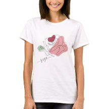 ラブリーバラミニマリストラインアートTシャツ