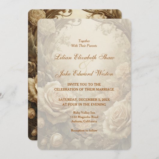 ラブリーバラ結婚式招待状 招待状 (正面/裏面)