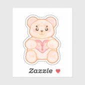 ラブリーバレンタインデイベアwith赤いハート シール (シート)