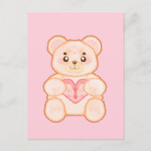 ラブリーバレンタインデイベアwith赤いハート ポストカード (正面)