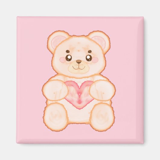 ラブリーバレンタインデイベアwith赤いハート マグネット (正面)