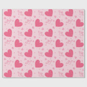 ラブリーバレンタインデーハートテーマデザイン ラッピングペーパー (フラット)