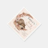 ラブリーバンビ&フラワーパステルピンクベビーシャワー昼寝 スタンダードカクテルナプキン (角)