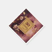 ラブリーバーガンディ赤面金ゴールド30thバースデーナプキンズ スタンダードカクテルナプキン (角)