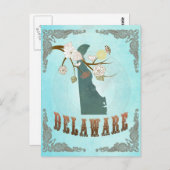 ラブリーバードとデラウェアの地図 ポストカード (正面/裏面)