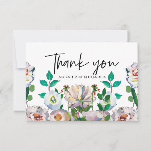 ラブリーパステルウォーターカラー開花 サンキューカード (正面)