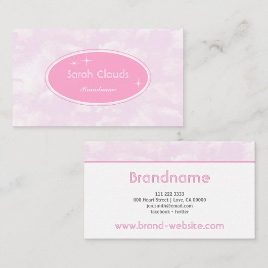 ラブリーパステルベビーピンクスカイクラウズススタイリッシュターズ 名刺 (正面/裏面)