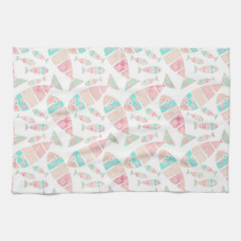 ラブリーパステル航海の魚の水のカラーパターン | キッチンタオル