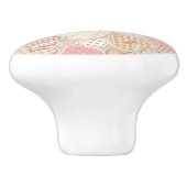 ラブリーパッチワークキルトパターンピンクハート弓 セラミックノブ (側面)