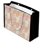 ラブリーパッチワークキルトパターンピンクハート弓 ラージペーパーバッグ (裏面アングル)