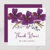ラブリーパープルウォーターカラーフラワーズサンキューカード サンキューカード (正面/裏面)