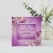 ラブリーパープルウォーター色のフローラ結婚ズ 招待状 (スタンド正面)