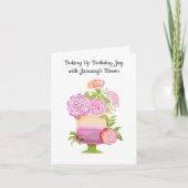 ラブリーパープルカーネーションが1月お誕生日ケーキ カード (正面)