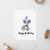 ラブリーパープルバイオレットブーケ誕生日カード ノートカード (正面/裏面インサイチュ)