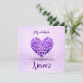 ラブリーパープルヒヤシントハッピーノーズハートブーケ 招待状 (スタンド正面)