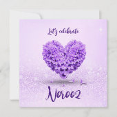 ラブリーパープルヒヤシントハッピーノーズハートブーケ 招待状 (正面)