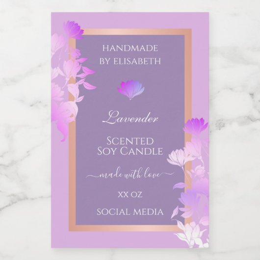 ラブリーパープルフローラ製品の包装ラベルと フードラベル (シングルラベル)