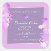 ラブリーパープルフローラ製品の包装ラベルシック スクエアシール (正面)