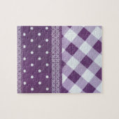 ラブリーパープル市松模様にダマスクのシームレスなパターン ジグソーパズル (横)