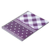 ラブリーパープル市松模様にダマスクのシームレスなパターン ノートブック (左側)