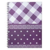 ラブリーパープル市松模様にダマスクのシームレスなパターン ノートブック (正面)