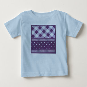 ラブリーパープル市松模様にダマスクのシームレスなパターン ベビーTシャツ