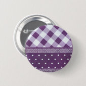 ラブリーパープル市松模様にダマスクのシームレスなパターン 缶バッジ (正面&裏面)