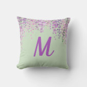 ラブリーパープル抽象芸術ウィステリアオンミントグリーン クッション (正面)