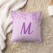 ラブリーパ淡い色のープル抽象芸術藤とイニシャル クッション (ブランケット)