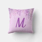 ラブリーパ淡い色のープル抽象芸術藤とイニシャル クッション (裏面)