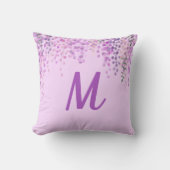 ラブリーパ淡い色のープル抽象芸術藤とイニシャル クッション (正面)