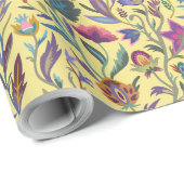 ラブリービクトリアンフローラlイエローとブルーの誕生日 ラッピングペーパー (ロールコーナー)