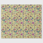 ラブリービクトリアンフローラlイエローとブルーの誕生日 ラッピングペーパー (フラット)