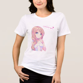 "ラブリービベス" – かわいい女の子のイラストレーション トライブレンドＴシャツ