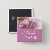 ラブリーピンクさくらんぼブロッサム春の結婚式花嫁 缶バッジ (正面&裏面)