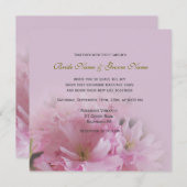 ラブリーピンクさくらんぼブロッサム春の結婚式 招待状 (正面/裏面)