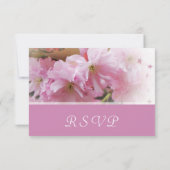 ラブリーピンクさくらんぼブロッサム春の結婚式RSVP 出欠カード (裏面)