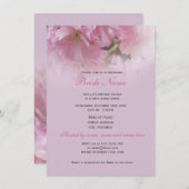 ラブリーピンクさくらんぼブロッサム春ブライダルシャワー 招待状 (正面/裏面)