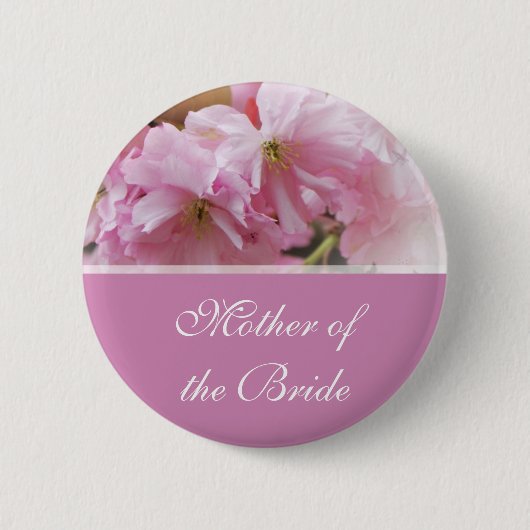 ラブリーピンクさくらんぼ花春の結婚式母 缶バッジ (正面)