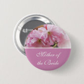 ラブリーピンクさくらんぼ花春の結婚式母 缶バッジ (正面&裏面)