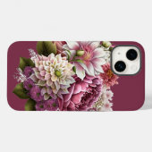 ラブリーピンクとクリーム花模様iPhoneケース Case-Mate iPhoneケース (裏面 (横))