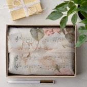 ラブリーピンクのバラヴィンテージスタイルミュージックシート 薄葉紙 (ギフト)